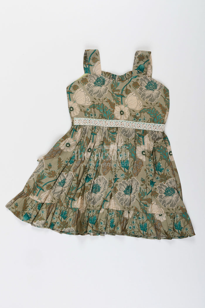 The Nesavu Girls Cotton Frock Girls Modal Silk Frock for Festive Events and Wedding Functions Nesavu 18 (2Y) / GREEN GFC1973B-18 Nesavu modal silk frock toddler girls floral digital print lace festive events