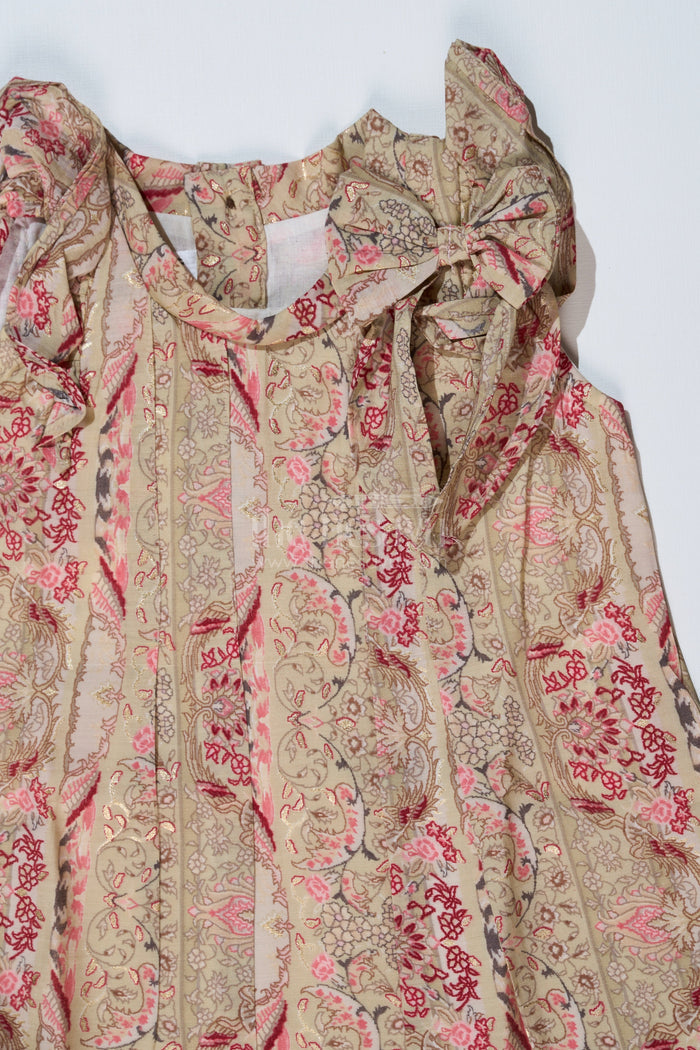 The Nesavu Girls Cotton Frock Girls Normal Frock in Muslin Silk with Floral Embellishment and Shoulder Bow Nesavu Nesavu Girls Normal Frock Muslin Silk Floral Embellishment Shoulder Bow