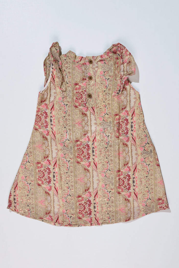 The Nesavu Girls Cotton Frock Girls Normal Frock in Muslin Silk with Floral Embellishment and Shoulder Bow Nesavu Nesavu Girls Normal Frock Muslin Silk Floral Embellishment Shoulder Bow