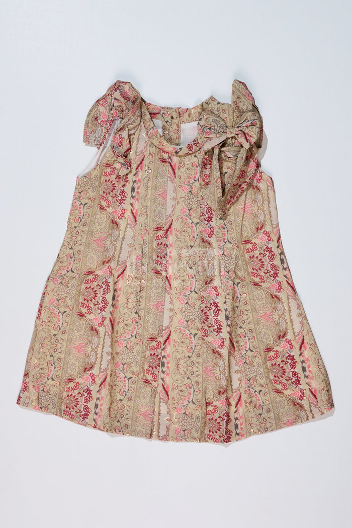 The Nesavu Girls Cotton Frock Girls Normal Frock in Muslin Silk with Floral Embellishment and Shoulder Bow Nesavu 16 (1Y) / Green GFC1605B-16 Girls Normal Frock Muslin Silk Floral Embellishment Shoulder Bow | The Nesavu