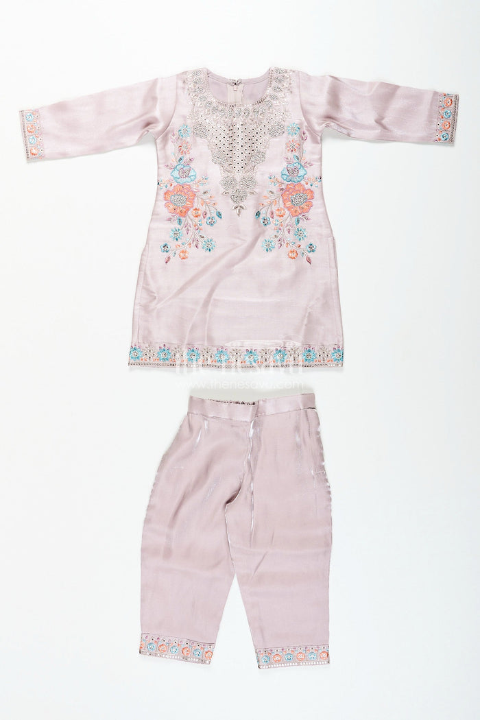 The Nesavu Girls Sharara / Plazo Set Girls organza sharara set with heavy thread embroidery for weddings Nesavu Nesavu organza blend sharara set for girls with heavy thread embroidery and festive shimmer