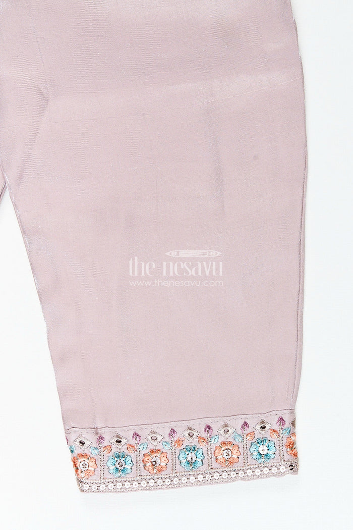 The Nesavu Girls Sharara / Plazo Set Girls organza sharara set with heavy thread embroidery for weddings Nesavu Nesavu organza blend sharara set for girls with heavy thread embroidery and festive shimmer