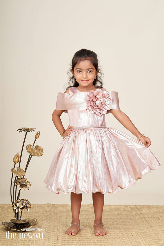 The Nesavu Girls Fancy Party Frock Girls Party Frock for Birthday and Stage Events Nesavu 16 (1Y) / Peach PF235A-16 Nesavu girls glaze organza party frock big bow birthdays performance events