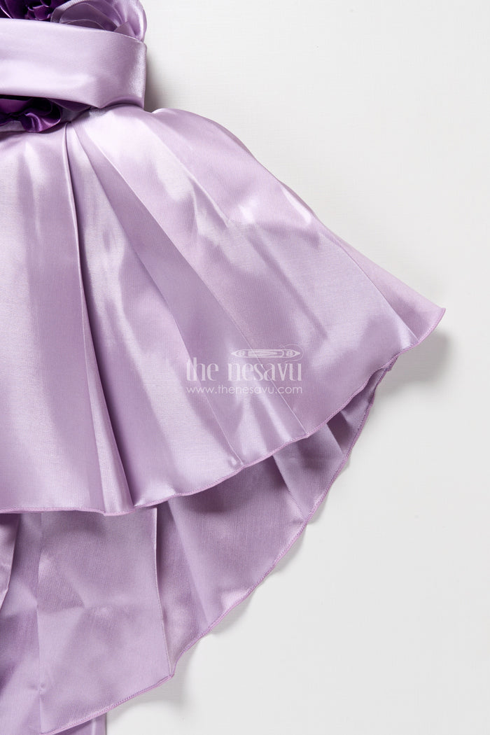 The Nesavu Girls Fancy Party Frock Girls Party Frock for Birthdays and Special Celebrations Nesavu Nesavu girls satin party frock floral embellishments birthdays festive celebrations