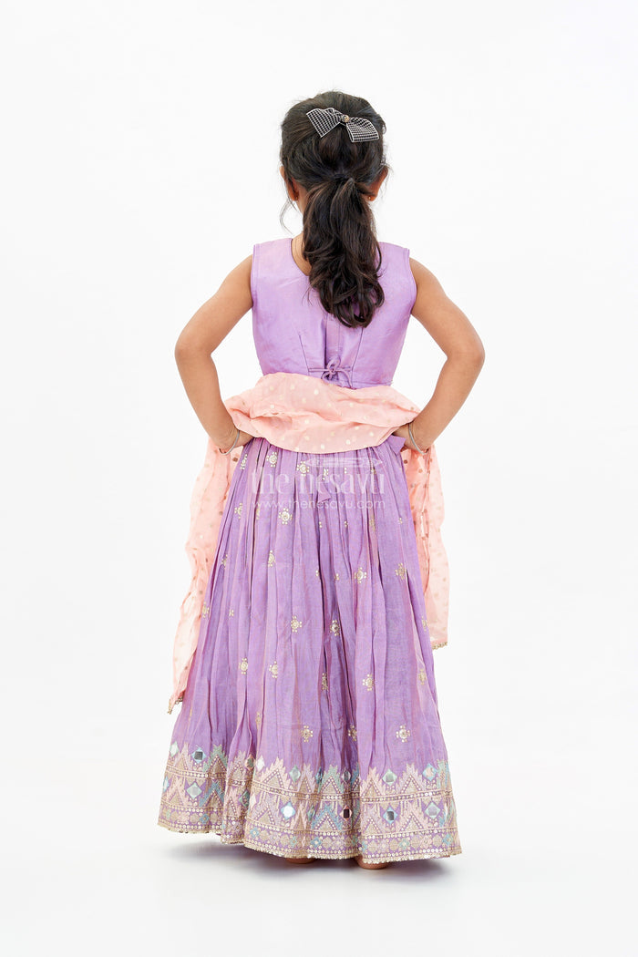 The Nesavu Girls Lehenga Choli Girls Party Wear Lehenga Choli in Purple with Heavy Embroidery and Matching Dupatta Nesavu Girls Purple Embroidered Party Wear Lehenga Choli Designer Dupatta | The Nesavu