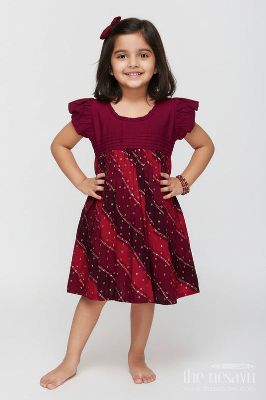 The Nesavu Girls Cotton Frock Girls Printed Frock for School Functions and Casual Celebrations Nesavu 18 (2Y) / Pink GFC1975A-18 Nesavu girls printed viscose frock school events ethnic casual celebrations