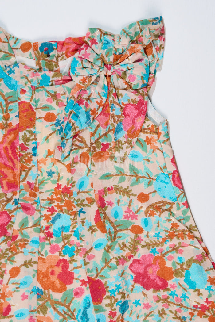 The Nesavu Girls Cotton Frock Girls Printed Frock in Muslin Silk with Vibrant Floral Patterns and Stylish Bow Nesavu Girls Printed Frock Muslin Silk Vibrant Floral Patterns Stylish Bow | The Nesavu