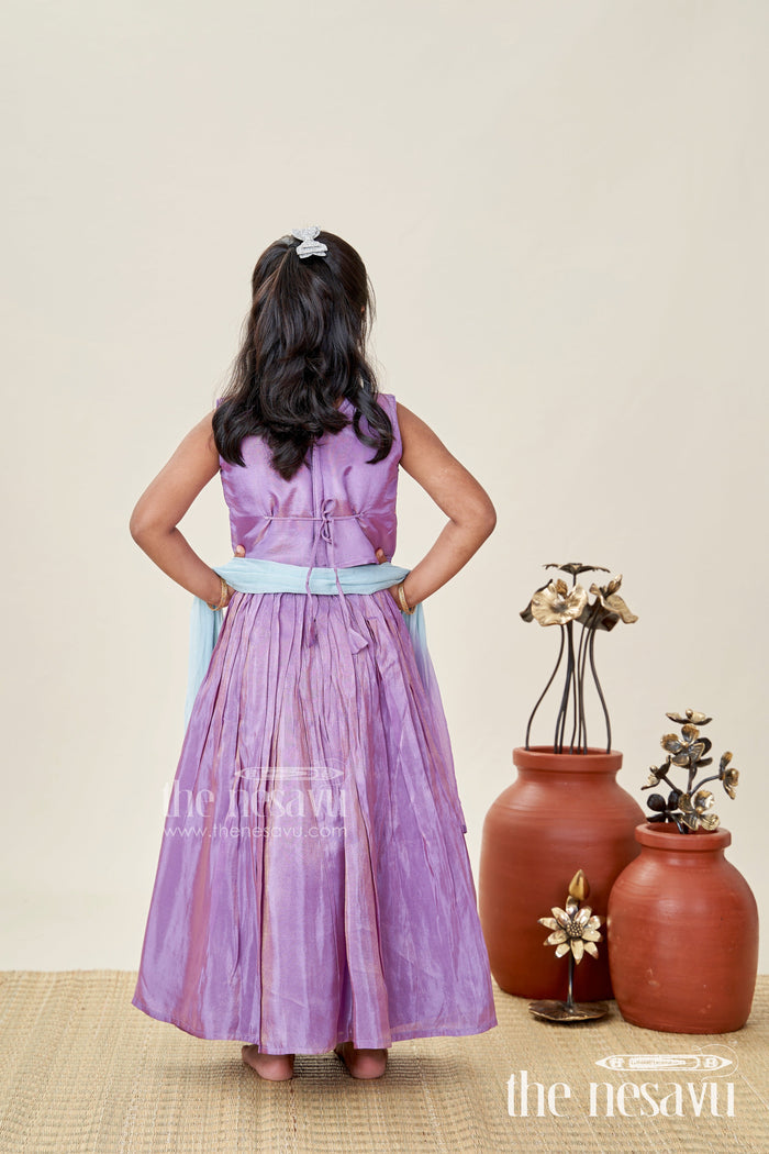 The Nesavu Girls Lehenga Choli Girls Purple Lehenga Choli for Festive Functions and Family Celebrations Nesavu Nesavu Girls Purple Lehenga Choli Festivals Lightweight Ethnic Outfit Embroidery Dupatta