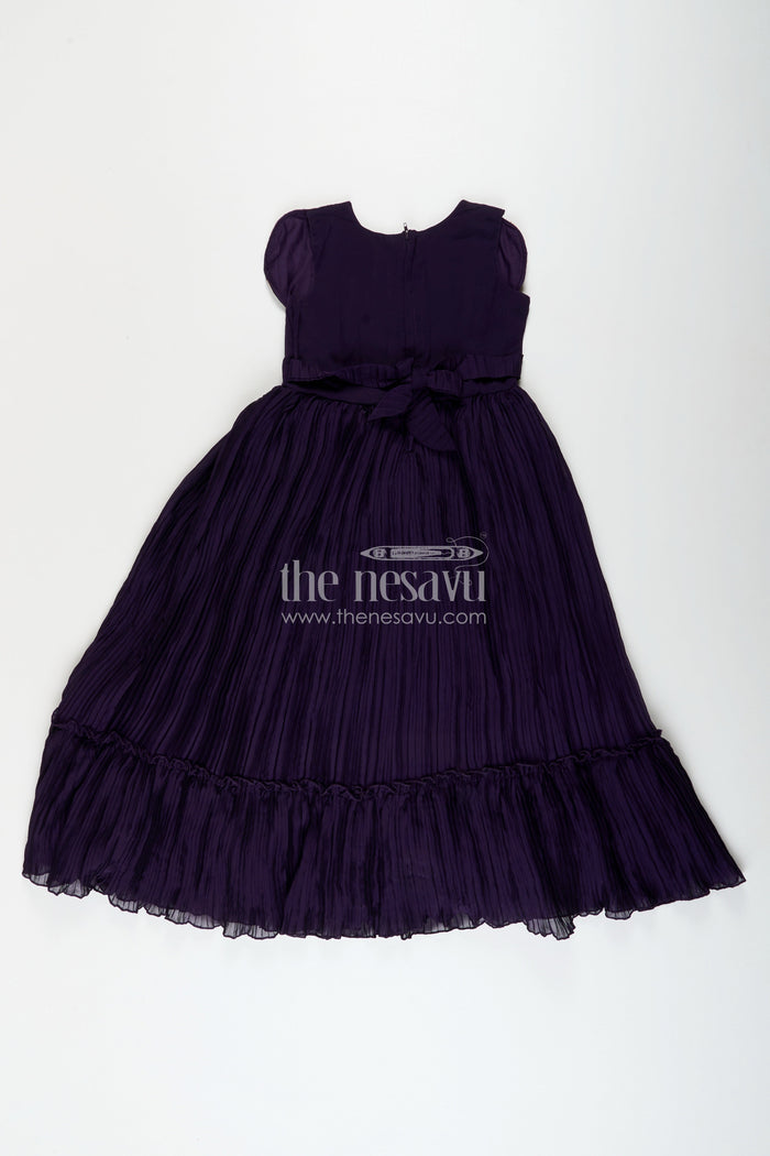 The Nesavu Girls Party Gown Girls purple party gown with butterfly embellished bodice Nesavu Nesavu girls purple georgette party gown butterfly embellished bodice birthdays weddings