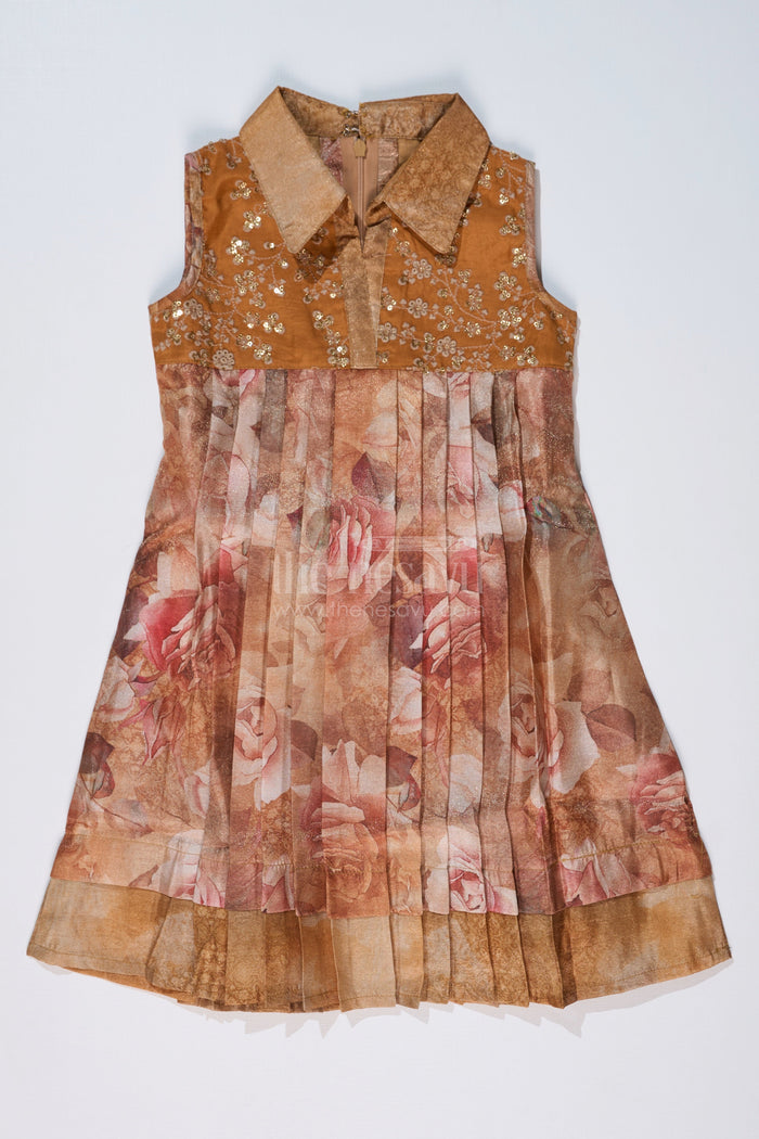 The Nesavu Girls Cotton Frock Girls Readymade Cotton Frock with Floral Digital Print and Embroidered Collar for a Chic Look Nesavu Nesavu Girls Readymade Cotton Frock Floral Digital Print Embroidered Collar