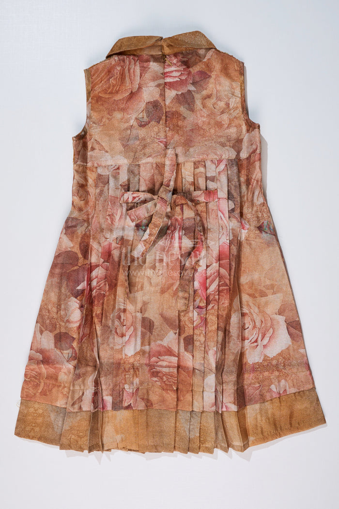 The Nesavu Girls Cotton Frock Girls Readymade Cotton Frock with Floral Digital Print and Embroidered Collar for a Chic Look Nesavu Nesavu Girls Readymade Cotton Frock Floral Digital Print Embroidered Collar