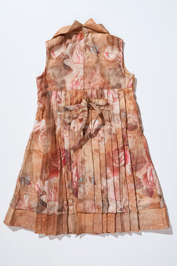 The Nesavu Girls Cotton Frock Girls Readymade Cotton Frock with Floral Digital Print and Embroidered Collar for a Chic Look Nesavu Nesavu Girls Readymade Cotton Frock Floral Digital Print Embroidered Collar