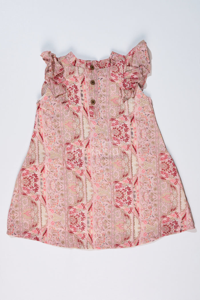 The Nesavu Girls Cotton Frock Girls Readymade Frock in Muslin Silk with Elegant Floral Design and Shoulder Bow Nesavu Nesavu Girls Readymade Frock Muslin Silk Elegant Floral Design Shoulder Bow