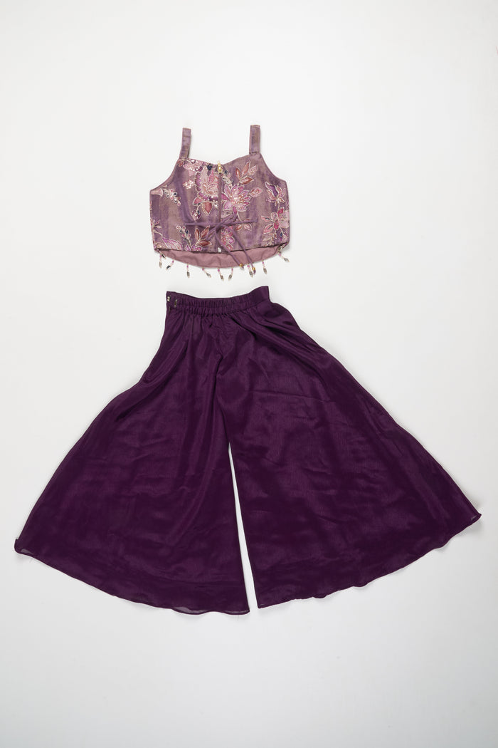 The Nesavu Girls Sharara / Plazo Set Girls Sharara Set for Weddings and Festive Celebrations Nesavu Nesavu girls georgette sharara set sequin embroidery weddings festive occasions