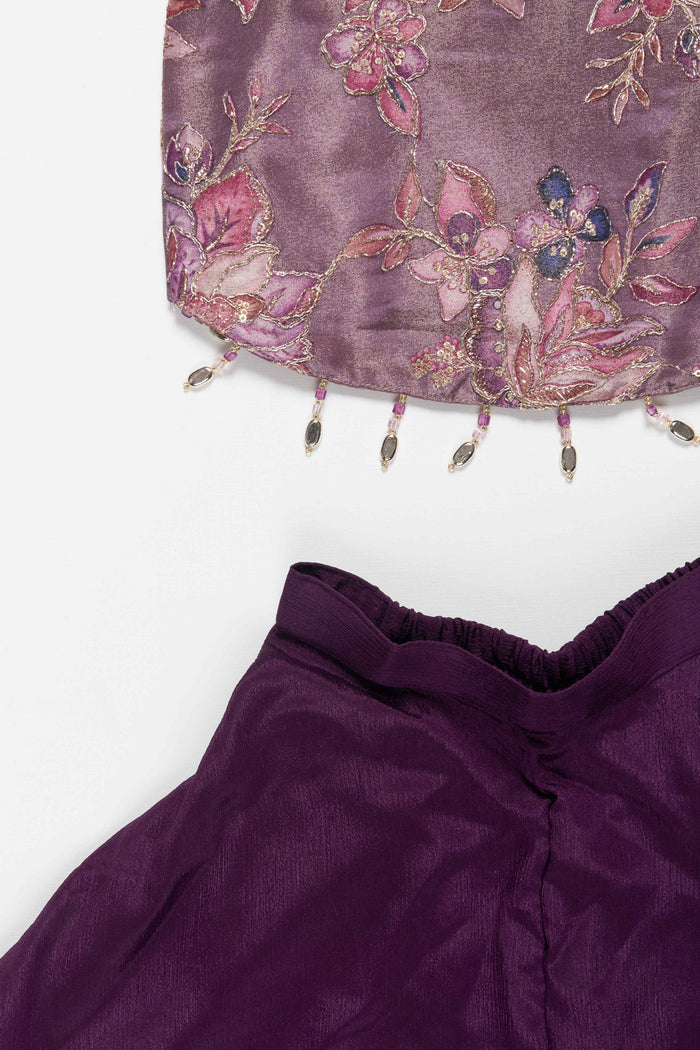 The Nesavu Girls Sharara / Plazo Set Girls Sharara Set for Weddings and Festive Celebrations Nesavu Nesavu girls georgette sharara set sequin embroidery weddings festive occasions