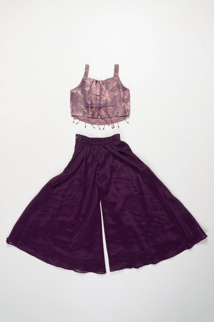The Nesavu Girls Sharara / Plazo Set Girls Sharara Set for Weddings and Festive Celebrations Nesavu Nesavu girls georgette sharara set sequin embroidery weddings festive occasions