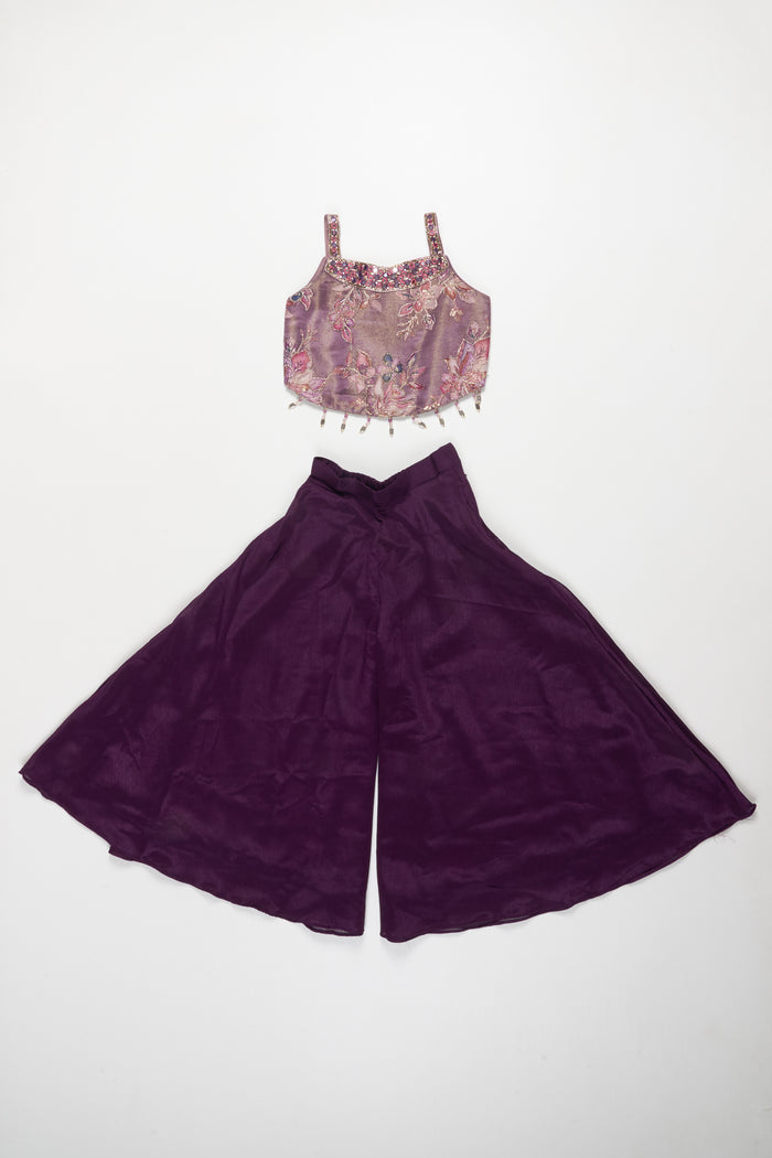 The Nesavu Girls Sharara / Plazo Set Girls Sharara Set for Weddings and Festive Celebrations Nesavu Nesavu girls georgette sharara set sequin embroidery weddings festive occasions