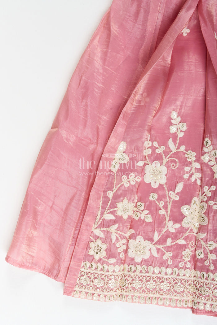 The Nesavu Girls Sharara / Plazo Set Girls sharara set with embroidered crop top for festive occasions Nesavu Nesavu girls sharara set embroidered crop top weddings festive celebrations