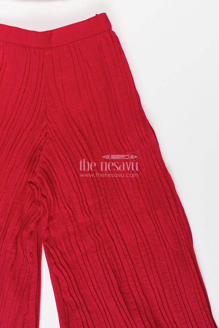 The Nesavu Girls Sharara / Plazo Set Girls Sharara Set with Embroidered Yoke for Festive and Ethnic Functions Nesavu Nesavu girls sharara set designer embroidery yoke georgette flared pants