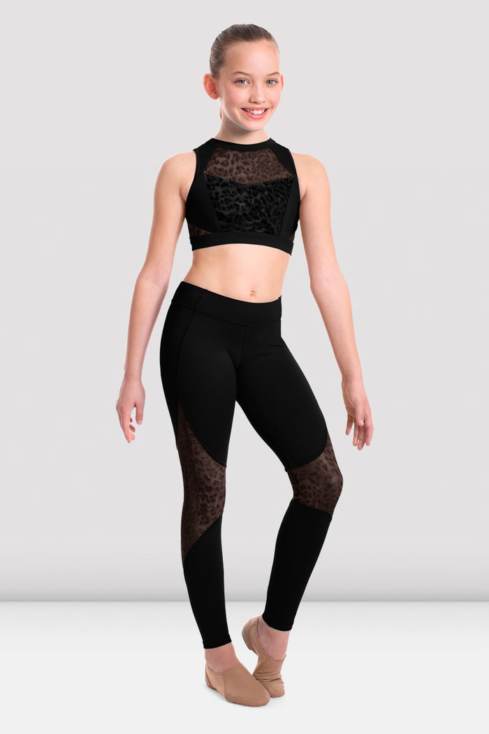 Girls Sheenah Animal Print Mesh Crop Top