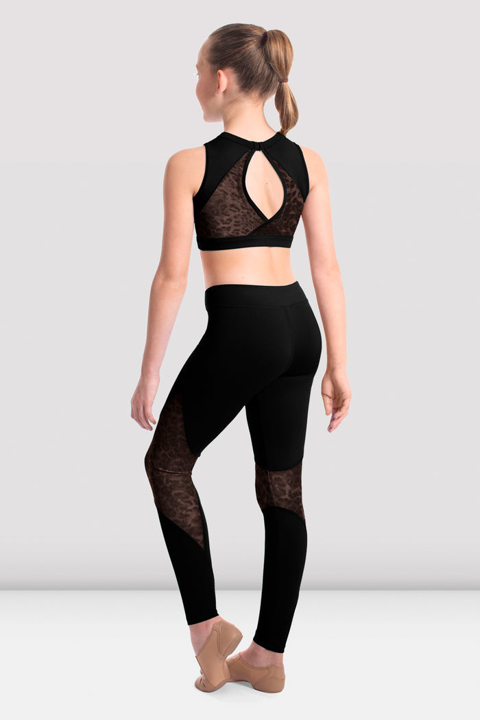 Girls Sheenah Animal Print Mesh Crop Top
