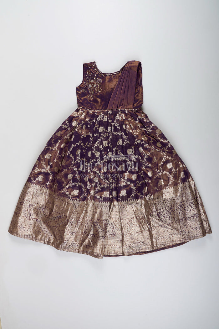 The Nesavu Girls Silk Gown Girls silk gown for weddings and traditional family celebrations Nesavu Nesavu girls silk gown zari border weddings festive events traditional celebrations