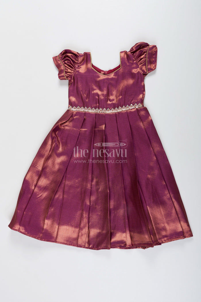 The Nesavu Girls Silk Gown Girls Silk Gown for Weddings and Traditional Occasions Nesavu 18 (2Y) / Pink GA375A-18 Nesavu girls silk gown tissue fabric weddings receptions festive celebrations
