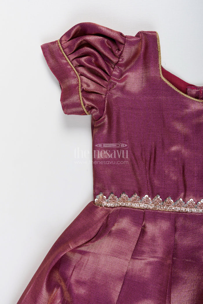 The Nesavu Girls Silk Gown Girls Silk Gown for Weddings and Traditional Occasions Nesavu Nesavu girls silk gown tissue fabric weddings receptions festive celebrations