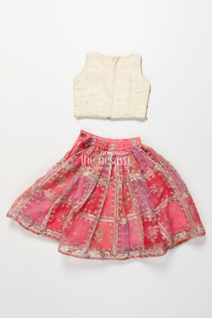 The Nesavu Girls Lehenga Choli Girls Viscose Silk Lehenga Choli with Embroidered Yoke and Festive Design Nesavu Nesavu girls viscose silk lehenga choli designer embroidery  ideal weddings festivals