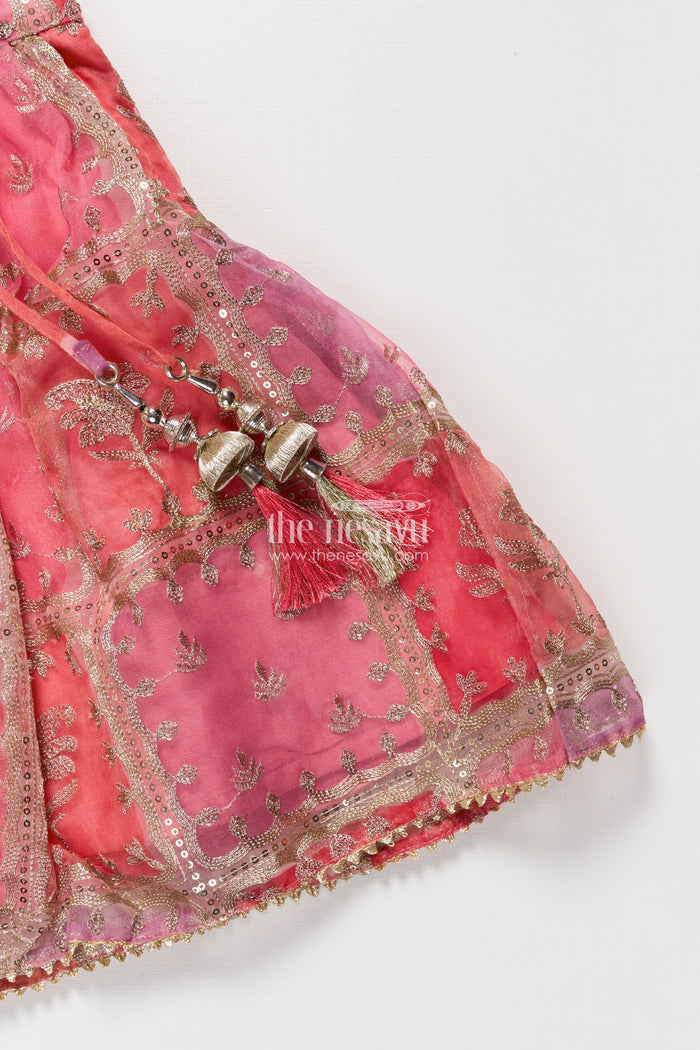 The Nesavu Girls Lehenga Choli Girls Viscose Silk Lehenga Choli with Embroidered Yoke and Festive Design Nesavu Nesavu girls viscose silk lehenga choli designer embroidery  ideal weddings festivals