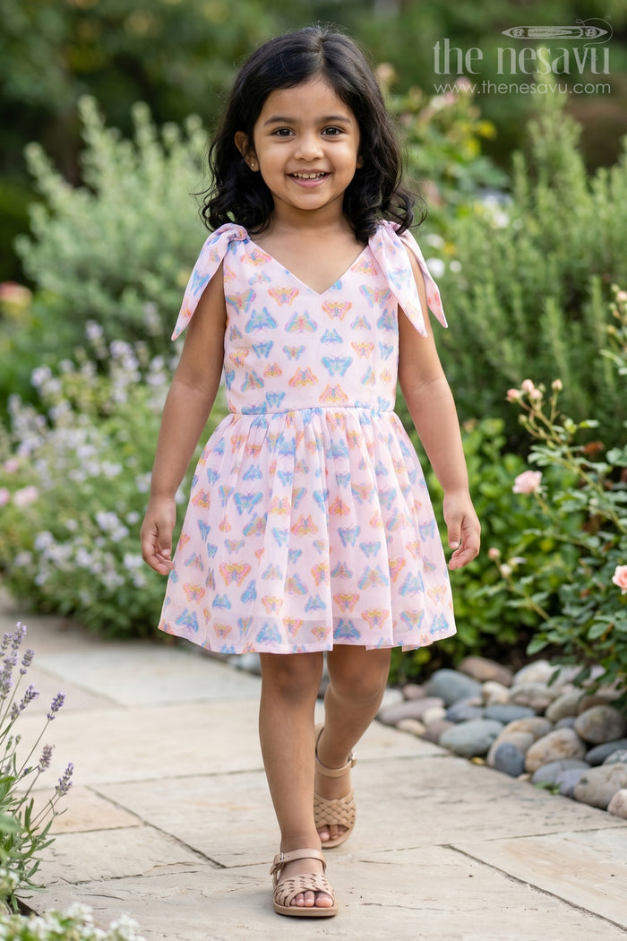 The Nesavu Girls Cotton Frock Girls White Cotton Frock with Colorful Butterfly Print Perfect for Roses Dress Theme for Toddlers and Kids Nesavu 16 (1Y) / White GFC1691A-16 Girls White Cotton Frock Butterfly Prints Roses Dress Inspired Collection Perfect Everyday Fun | The Nesavu