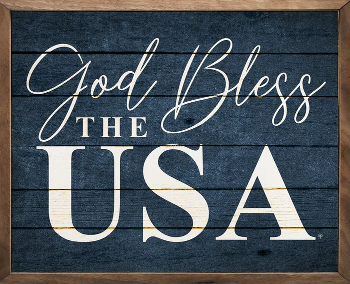 God Bless The USA Blue Sign