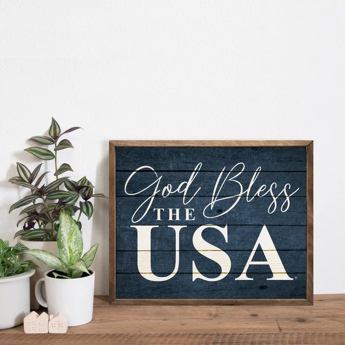 God Bless The USA Blue Sign