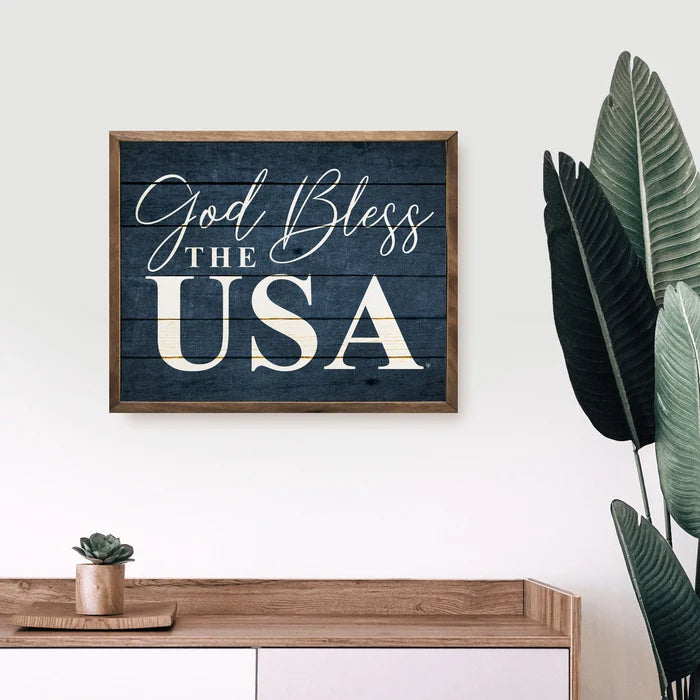 God Bless The USA Blue Sign