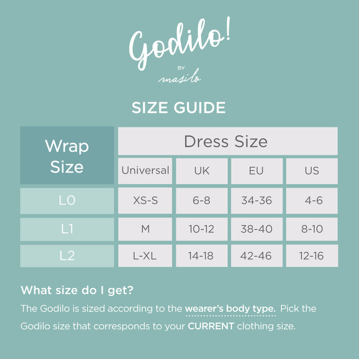 Godilo Ergonomic Organic Cotton Baby Carrier Wrap – Luna (L0 suits wearers who are petite sized XS to S) (0-2 Years)