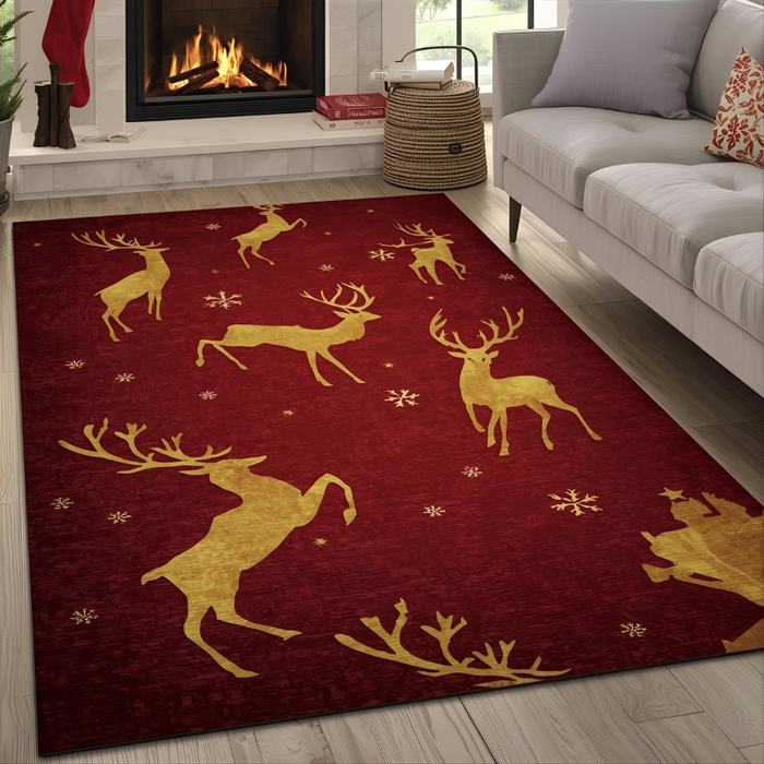 Golden Reindeer Area Rug