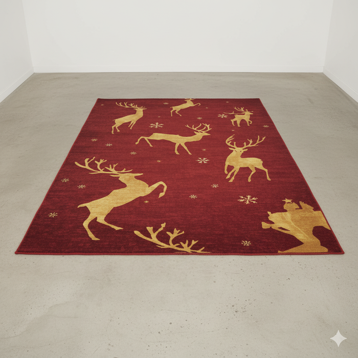 Golden Reindeer Area Rug