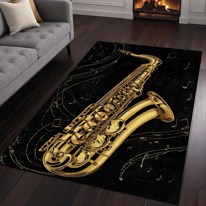 Golden Saxophone Area Rug