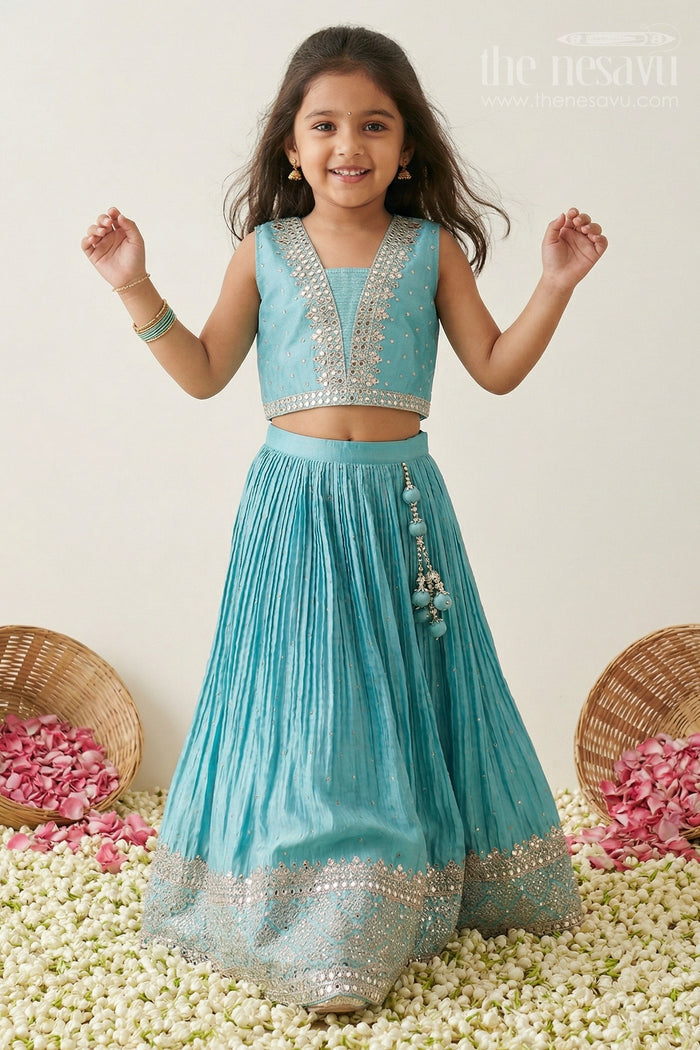 Graceful Ethnic Plus Lehenga for Girls with Shimmering Chinon Silk and Embellished Choli