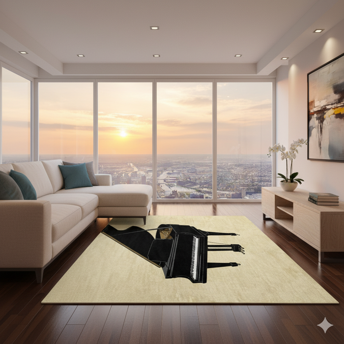 Grand Piano Silhouette Area Rug