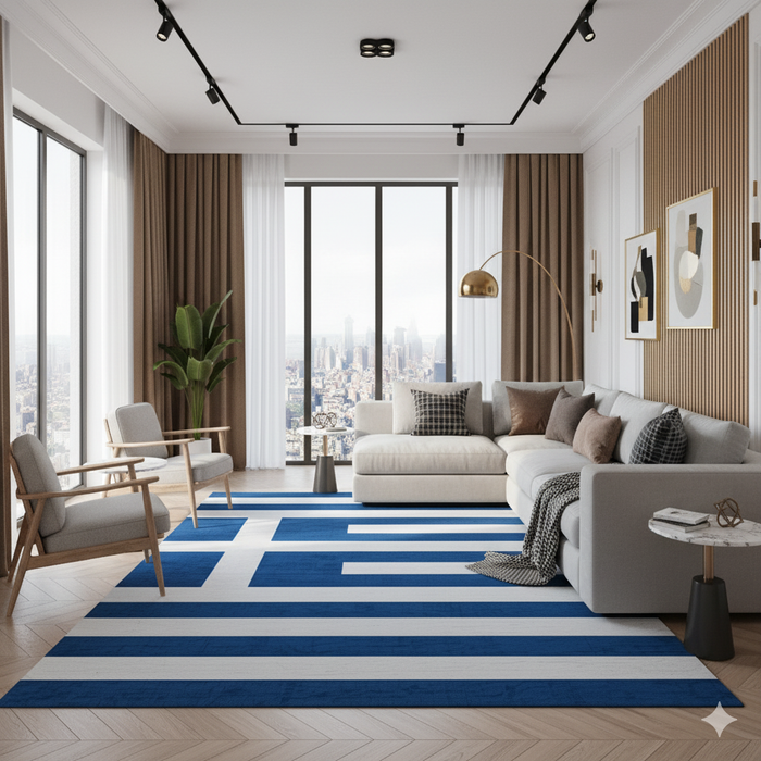 Greek Blue Waves Area Rug