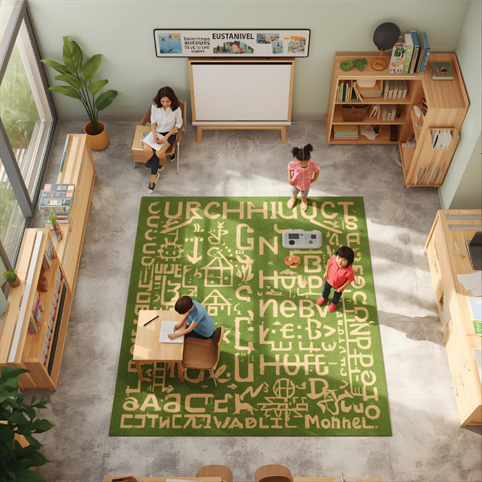 Green Learning Area Rug