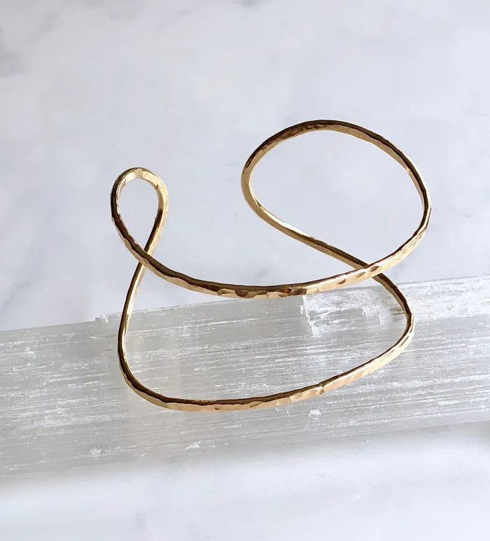 Hammered Wrap Adjustable Cuff- Gold Filled