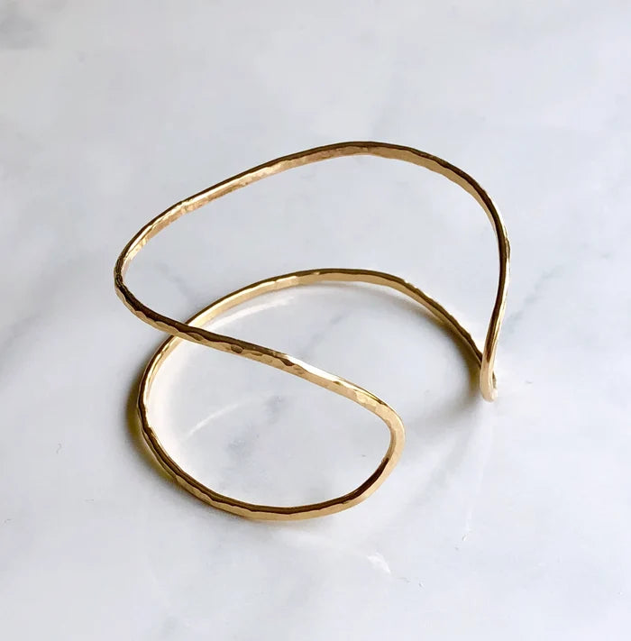 Hammered Wrap Adjustable Cuff- Gold Filled