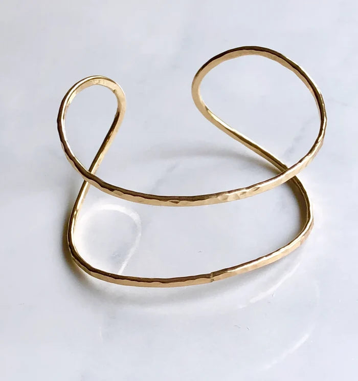 Hammered Wrap Adjustable Cuff- Gold Filled