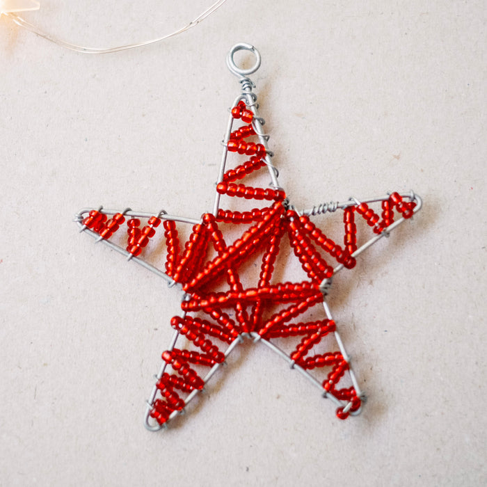 Hand-Beaded Zulu Christmas Star Ornament