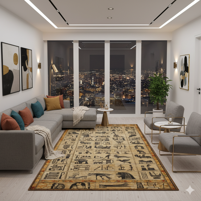 Hieroglyphic Scroll Area Rug