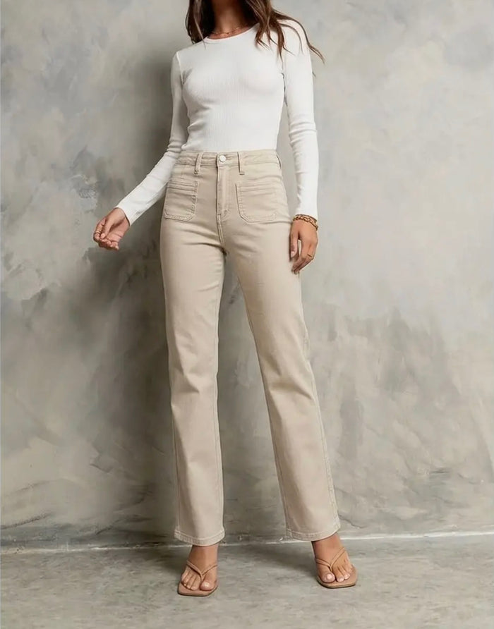 High Rise Tummy Control Garment Dyed Bootcut Jeans