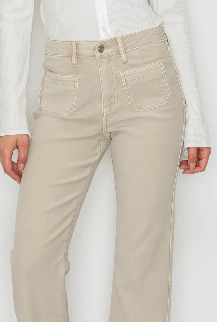 High Rise Tummy Control Garment Dyed Bootcut Jeans