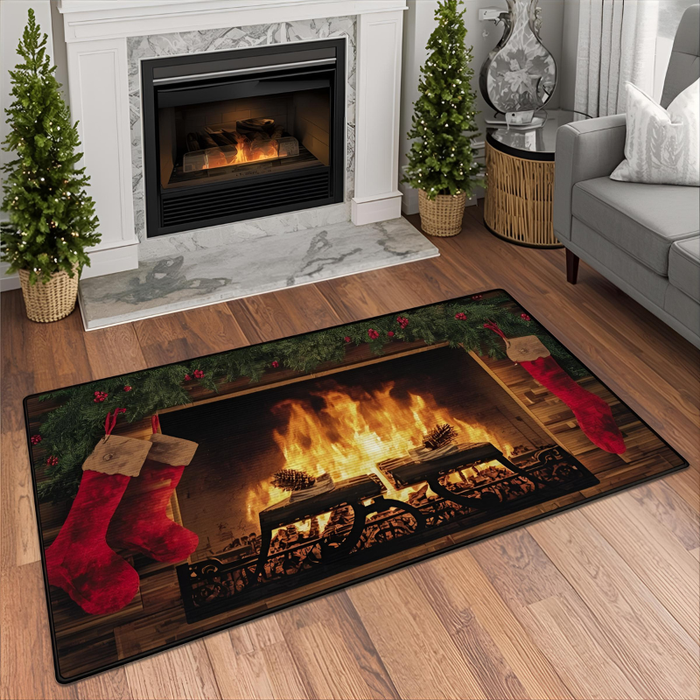 Holiday Fireplace Area Rug